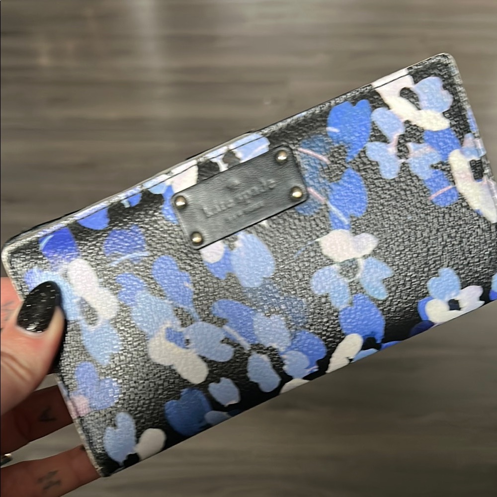 Kate Spade Black and Blue Floral Wallet